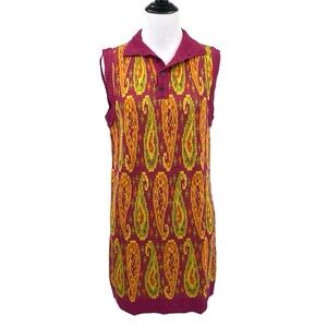 Anne Pinkerton Dress Women’s Medium Vintage Go-Go Girl Mini Pink‎ Paisley Knit